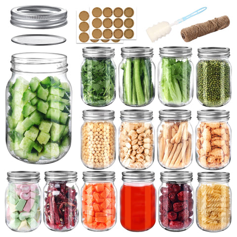 PINIWON 16oz mason jar with airtight lid for pantry storage.