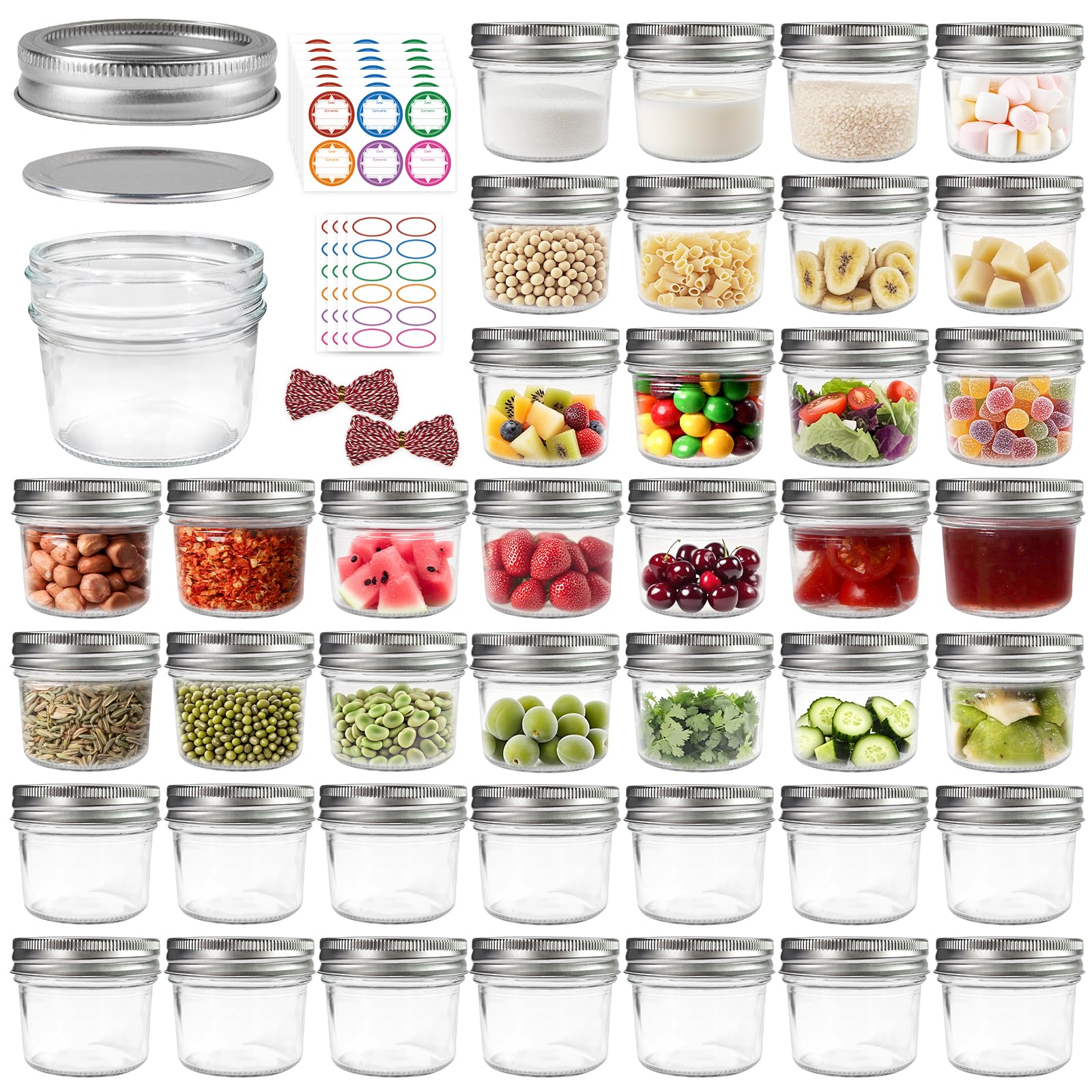 PINIWON 40-pack mason jar 4oz for jams and gifts