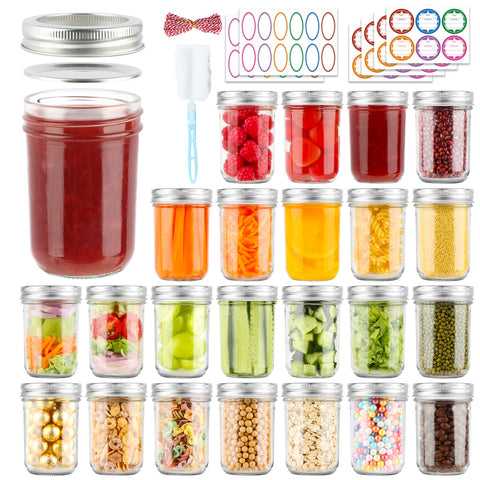 PINIWON 8oz mason jar with lids and bands—secure storage for jams and spices.