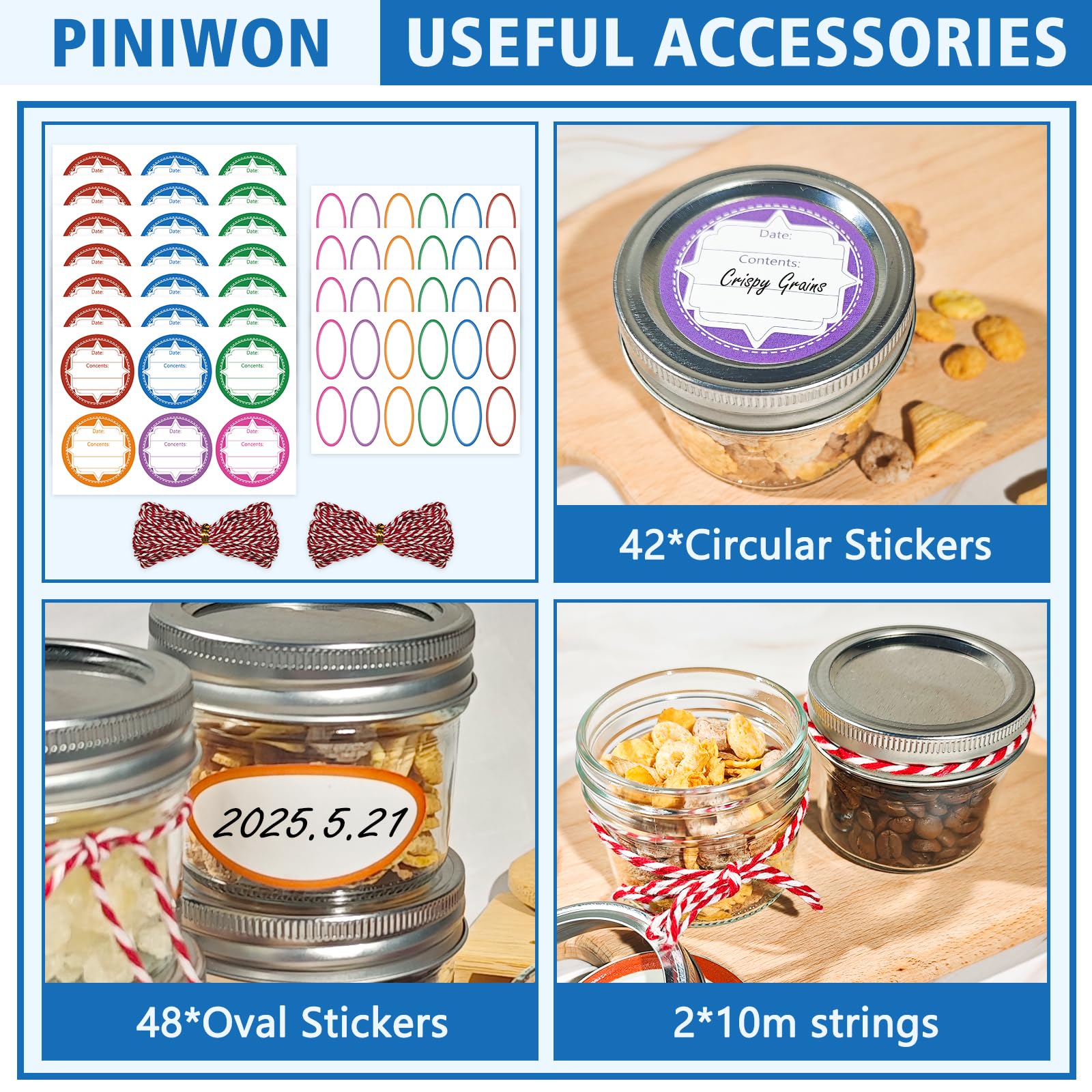 PINIWON multipurpose jar suitable for jam, candy, or crafts