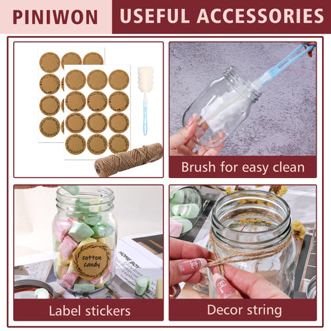 PINIWON regular-mouth jars ideal for canning and spices.