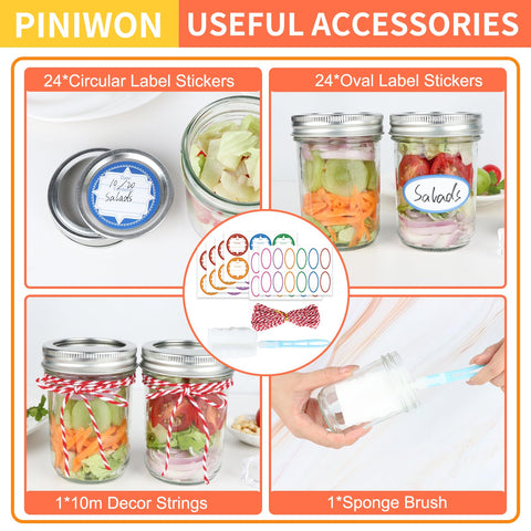 PINIWON silver screw lids on jars demonstrate tight seal and leak prevention.