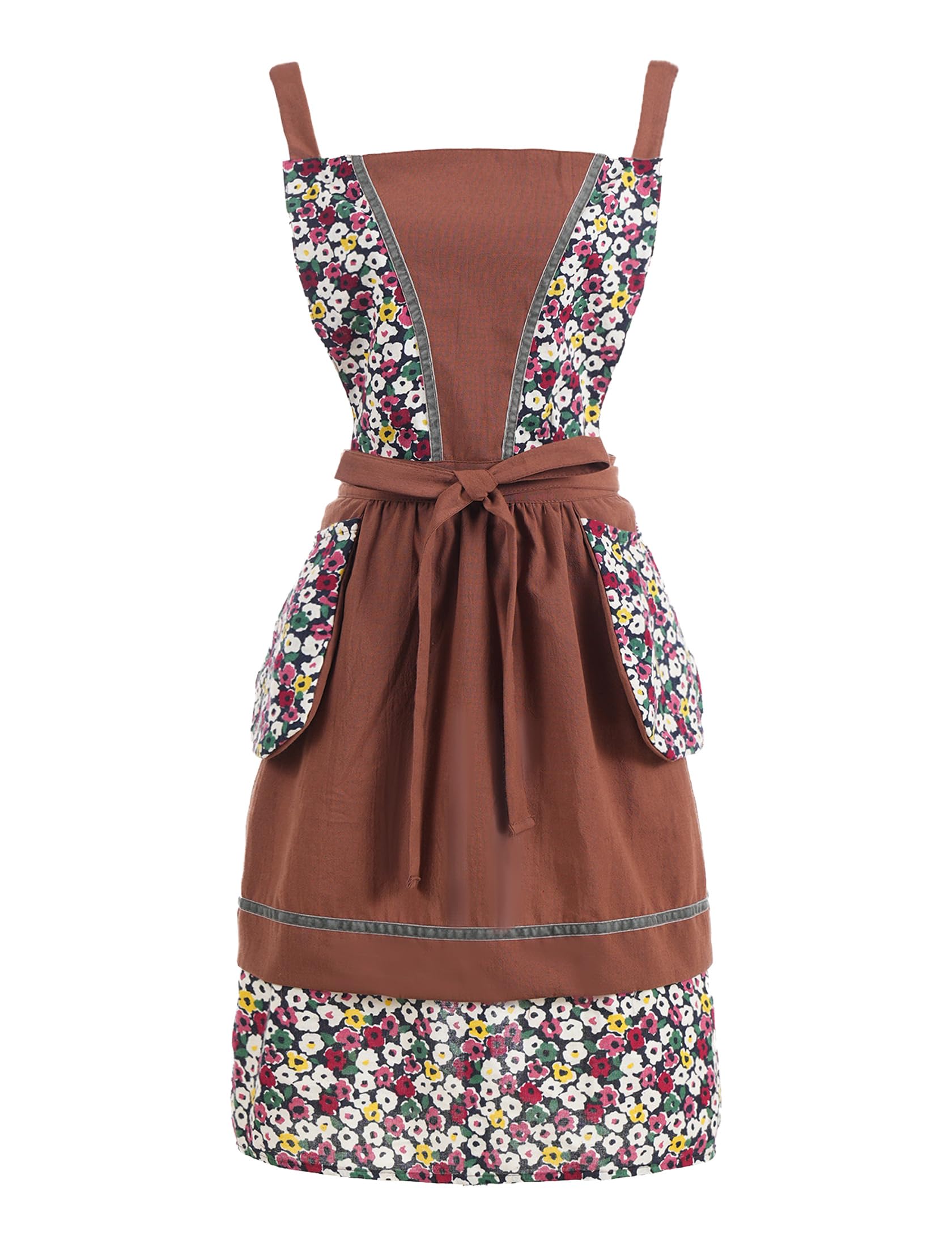 Pinknoke floral brown apron for stylish cooking and light gardening