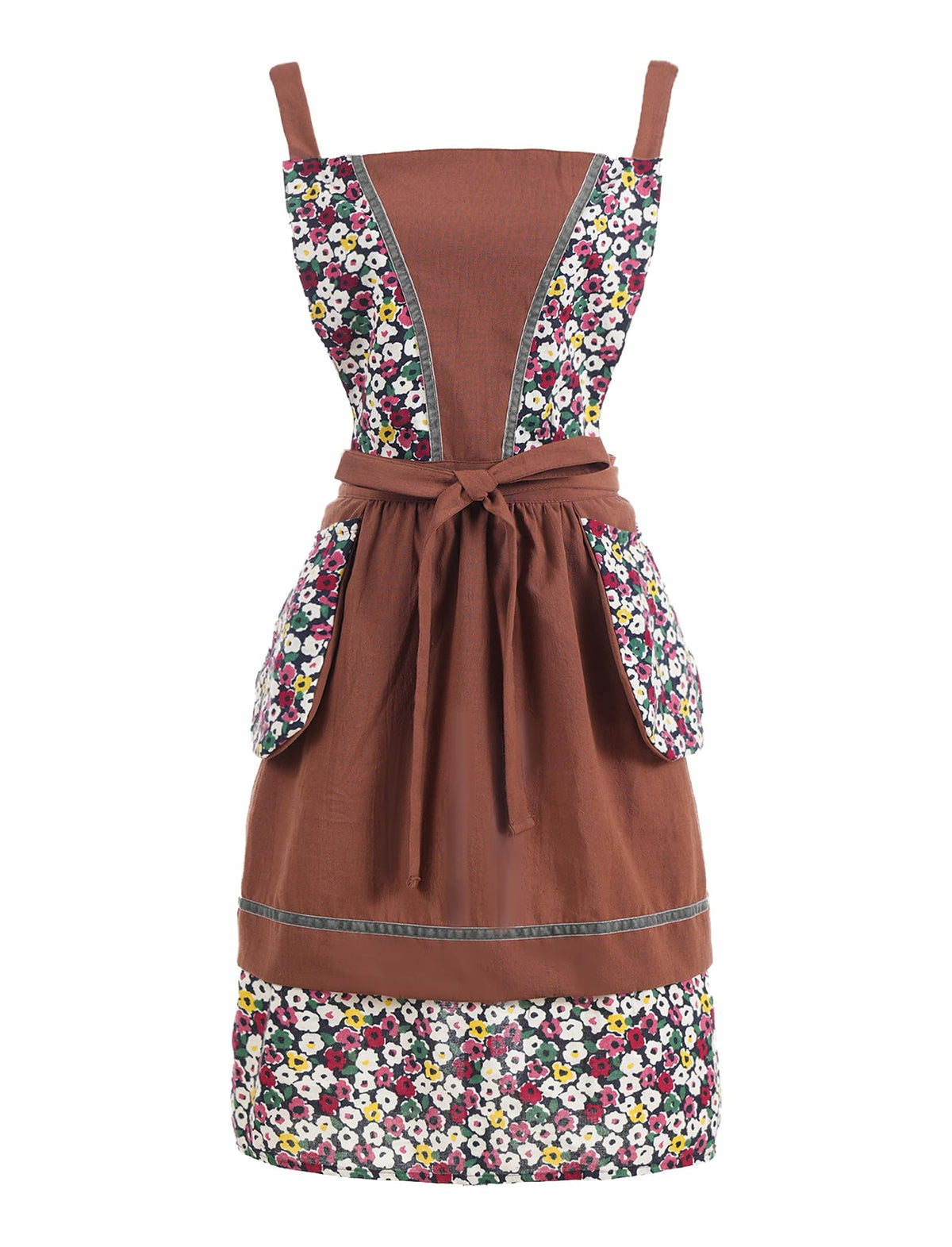 Pinknoke floral brown apron for stylish cooking and light gardening