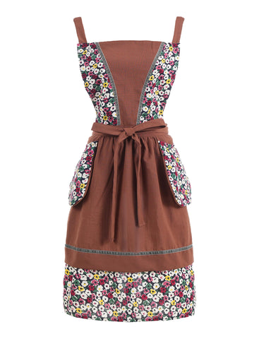 Pinknoke floral brown apron for stylish cooking and light gardening