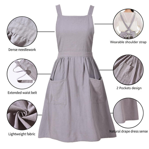 Pinknoke apron gray chest protection area shows coverage upfront during tasks.