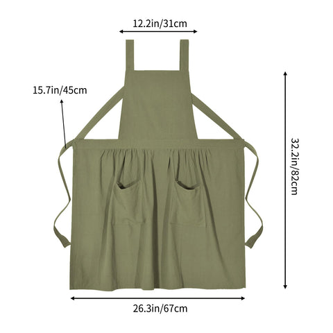 Pinknoke olive green apron waist belt detail shows adjustable, comfortable fit.
