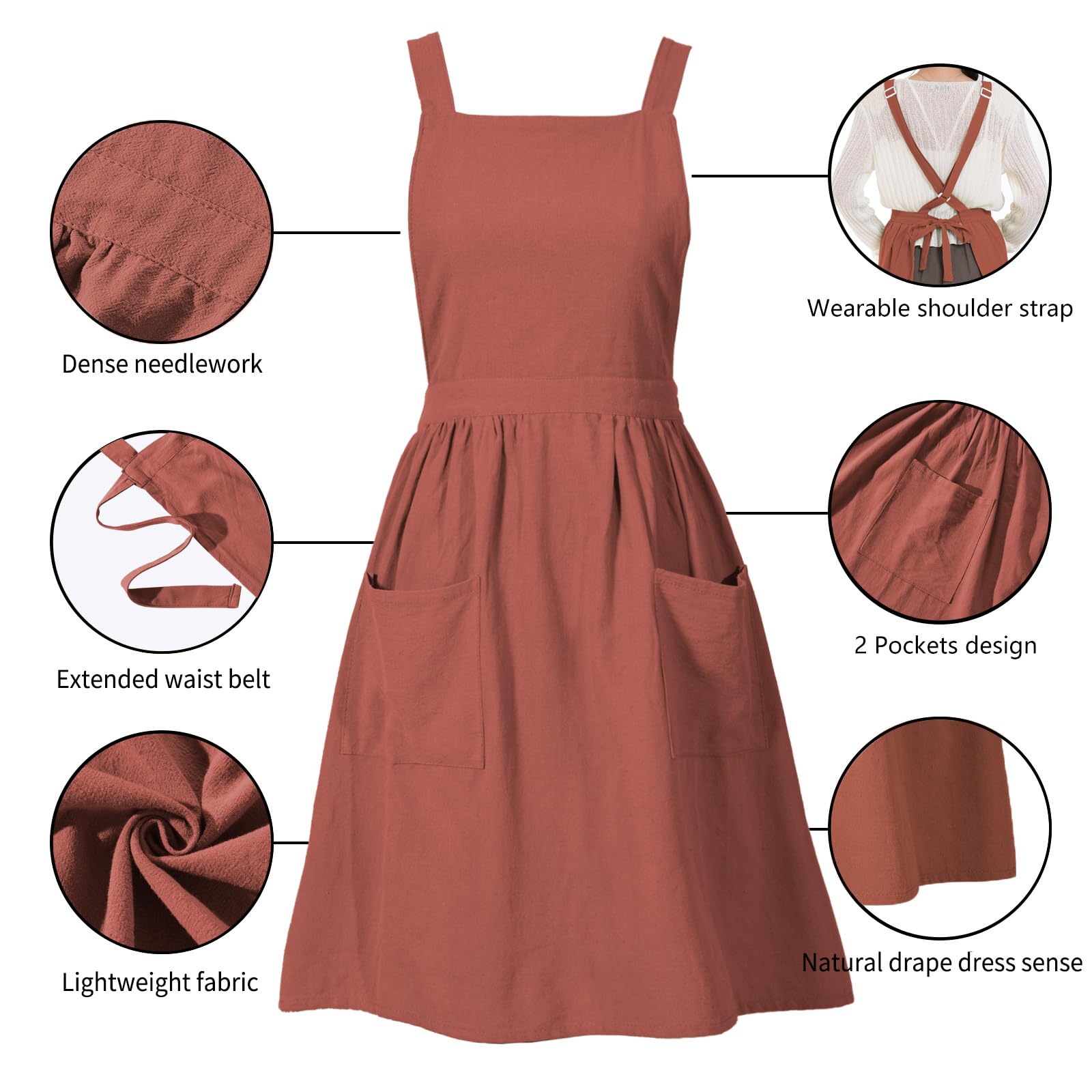 Pinknoke skirt dimensions 32x26 inches illustrated on the apron.