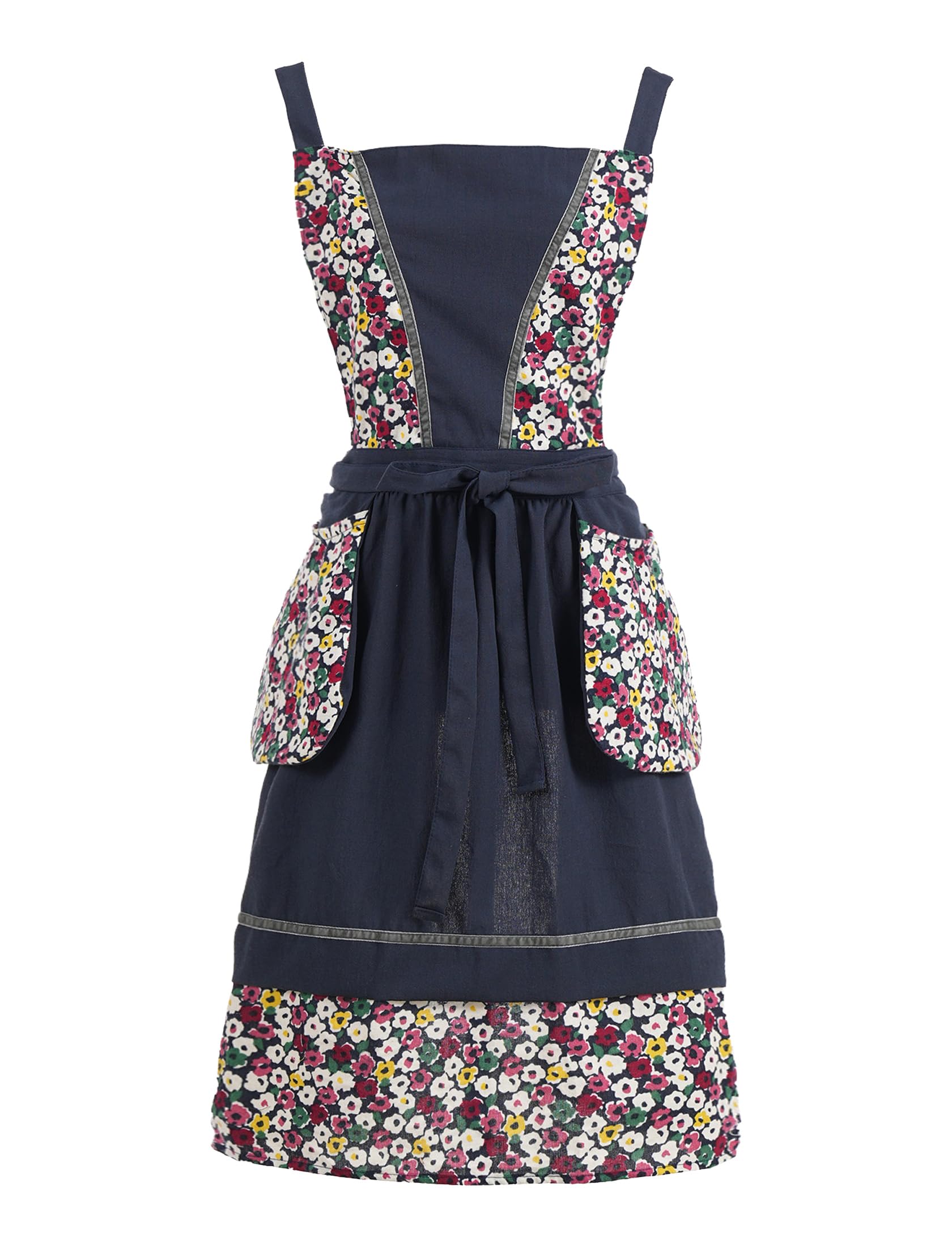 Pinknoke navy floral crossback kitchen apron protects clothes while cooking