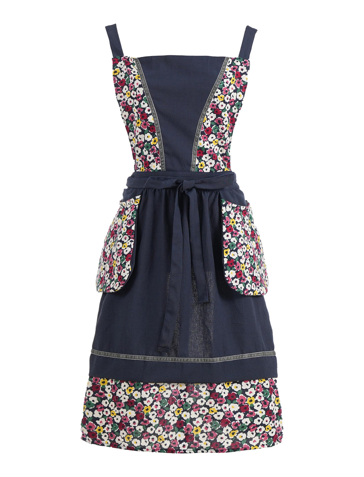 Pinknoke navy floral crossback kitchen apron protects clothes while cooking