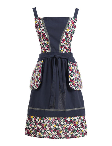 Pinknoke navy floral crossback kitchen apron protects clothes while cooking