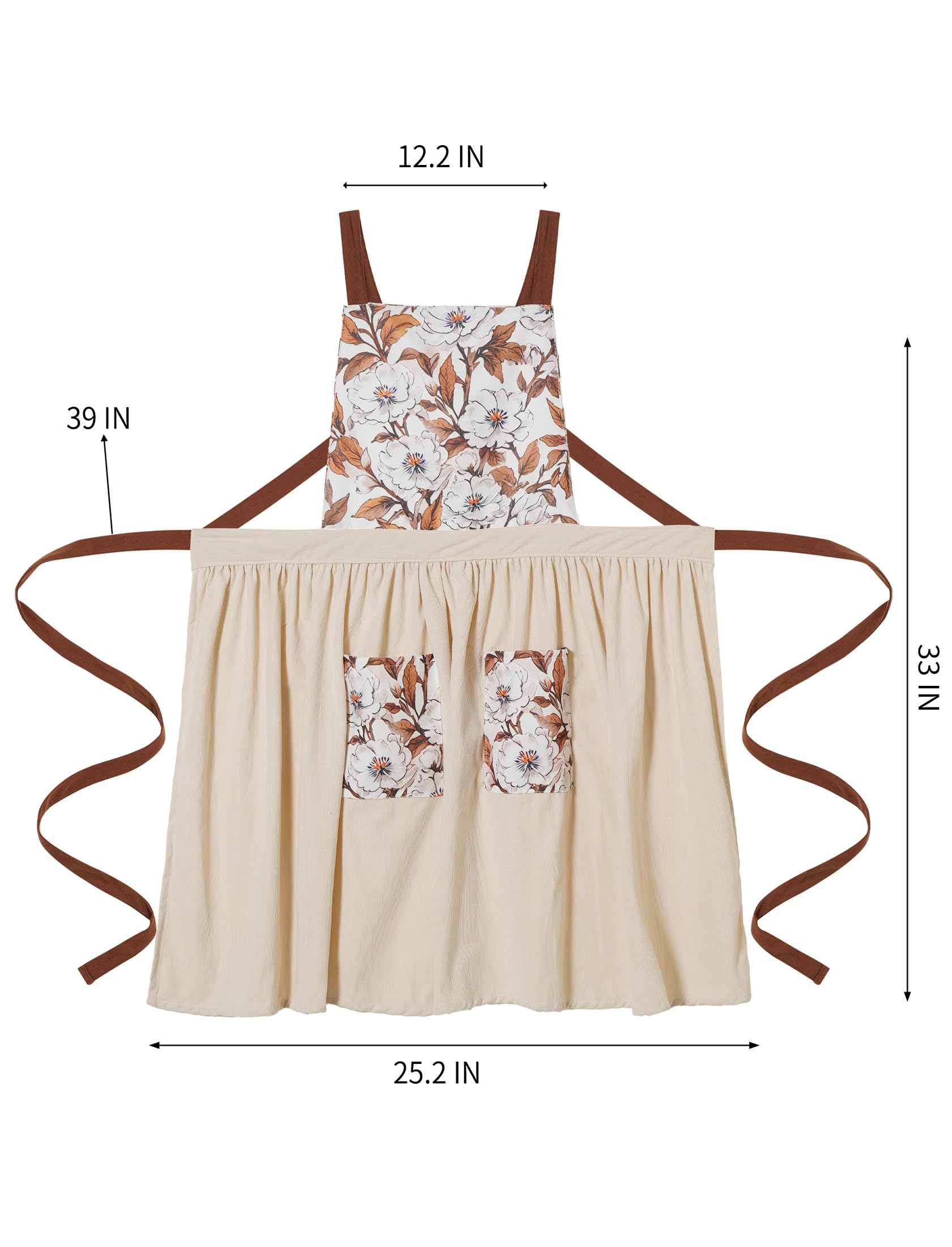 Pinknoke Vintage Pinafore Apron Beige full-coverage design helps stay clean during messier tasks