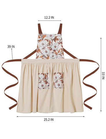 Pinknoke Vintage Pinafore Apron Beige full-coverage design helps stay clean during messier tasks