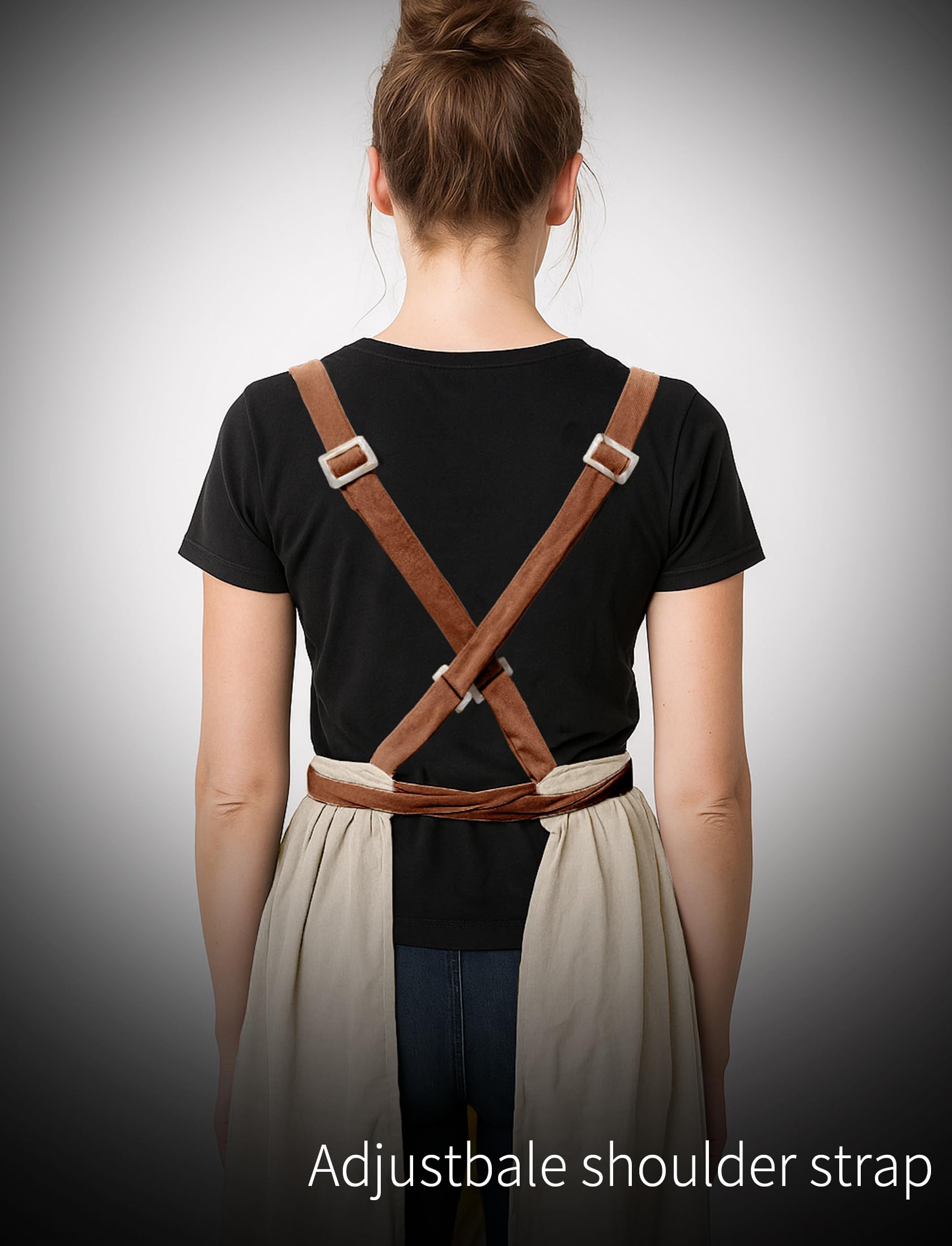 Pinknoke Vintage Pinafore Apron Beige machine-washable fabric for easy care