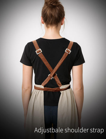 Pinknoke Vintage Pinafore Apron Beige machine-washable fabric for easy care