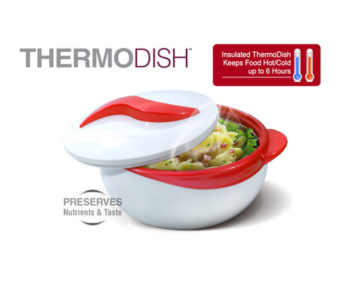 Pinnacle insulated casserole dish red design enhances table presentation while keeping food warm