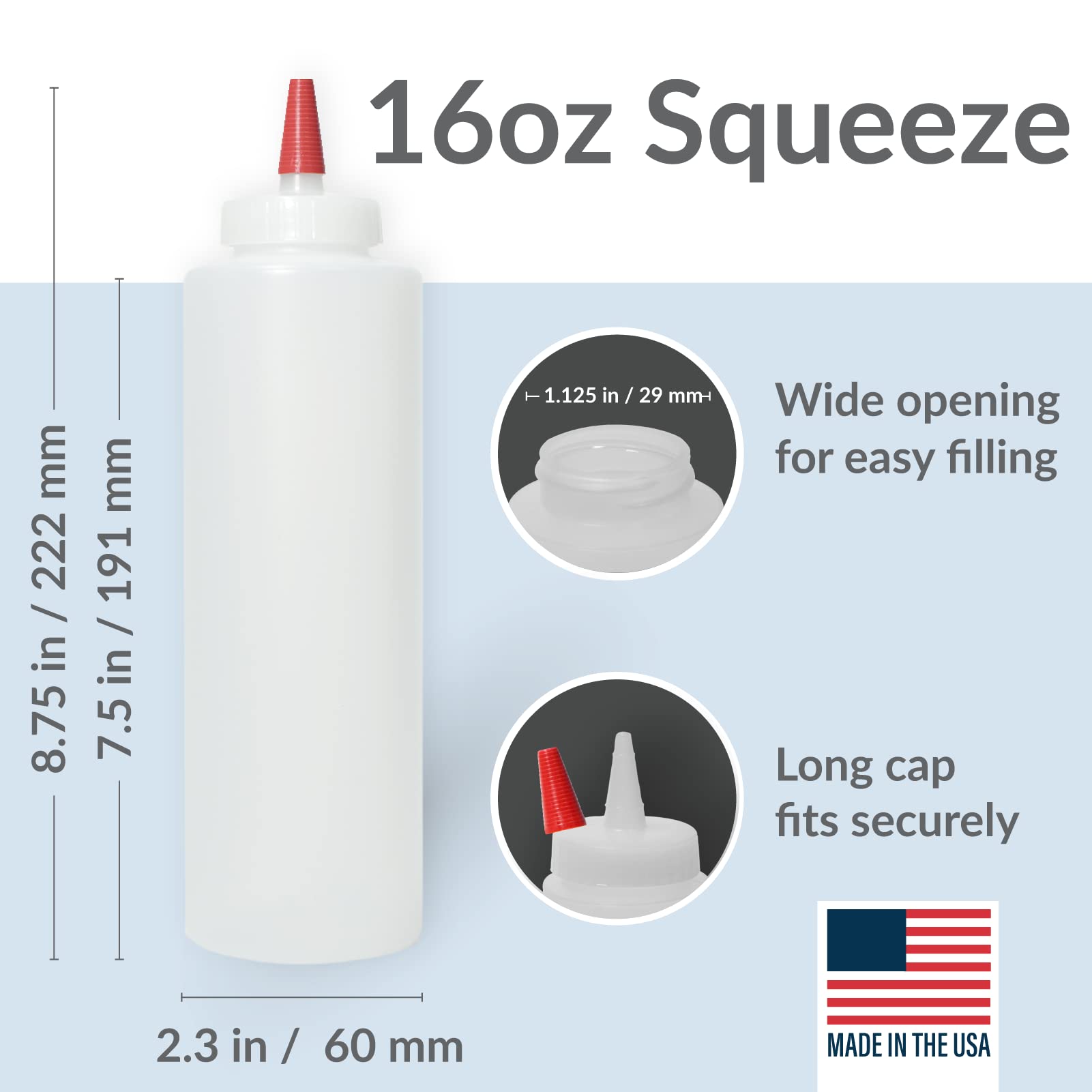 Pinnacle Mercantile BPA-free HDPE bottles ensure safe condiment dispensing