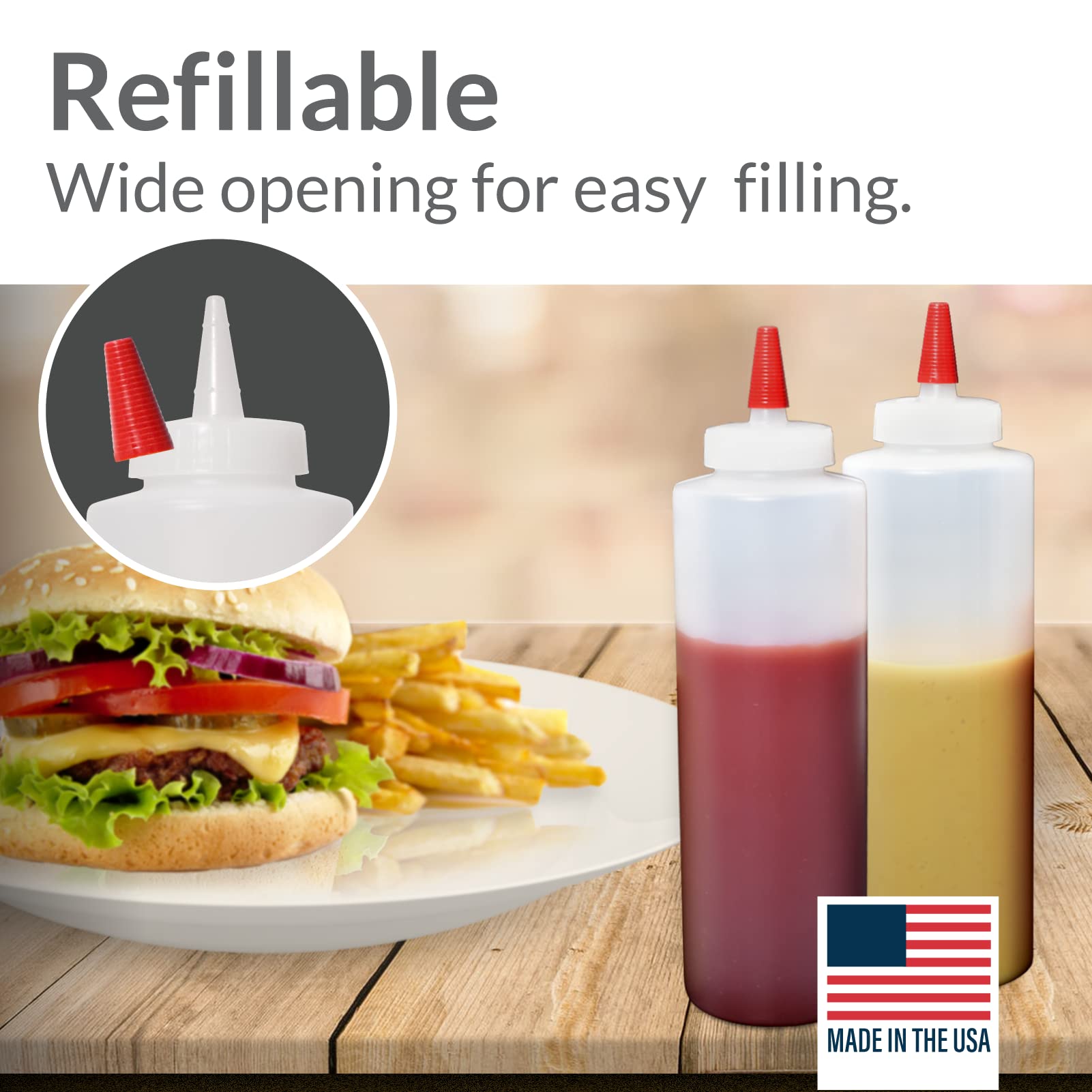 Pinnacle Mercantile versatile bottles suitable for sauces, paints, and crafts.