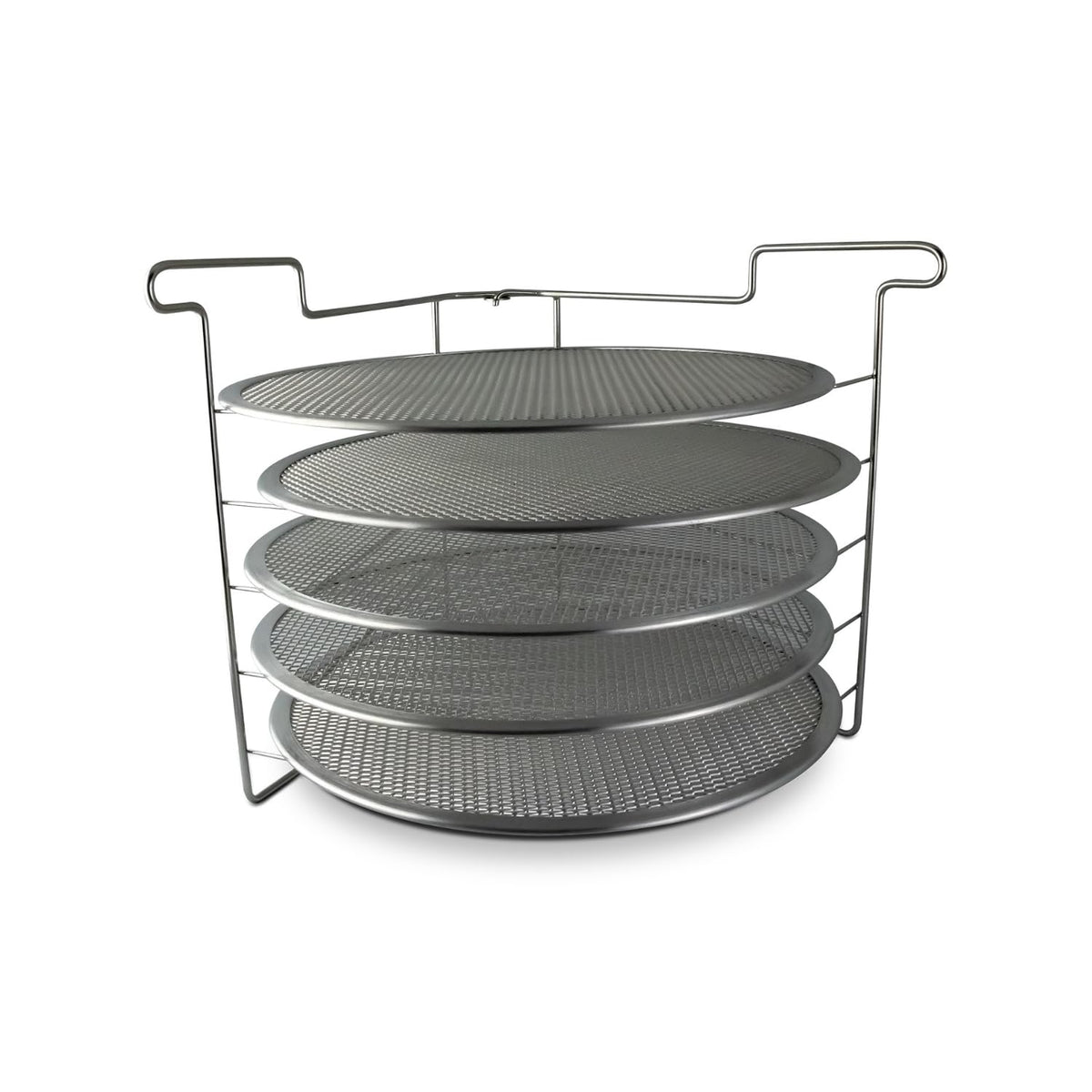 Pinnacolo folding pizza rack with five 14-inch screens for efficient cooling.