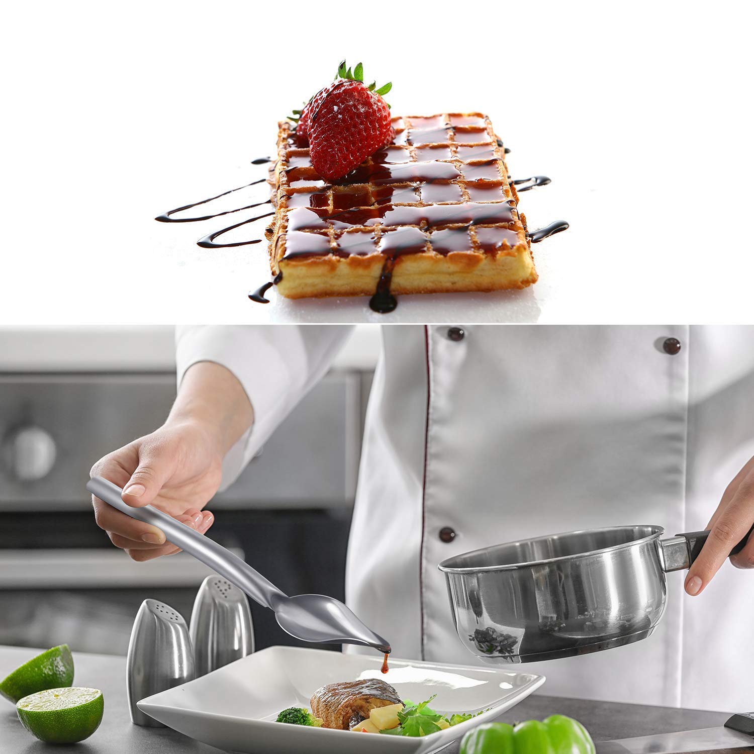 Pinovk plating deco spoon aiding elegant plating with garnishes