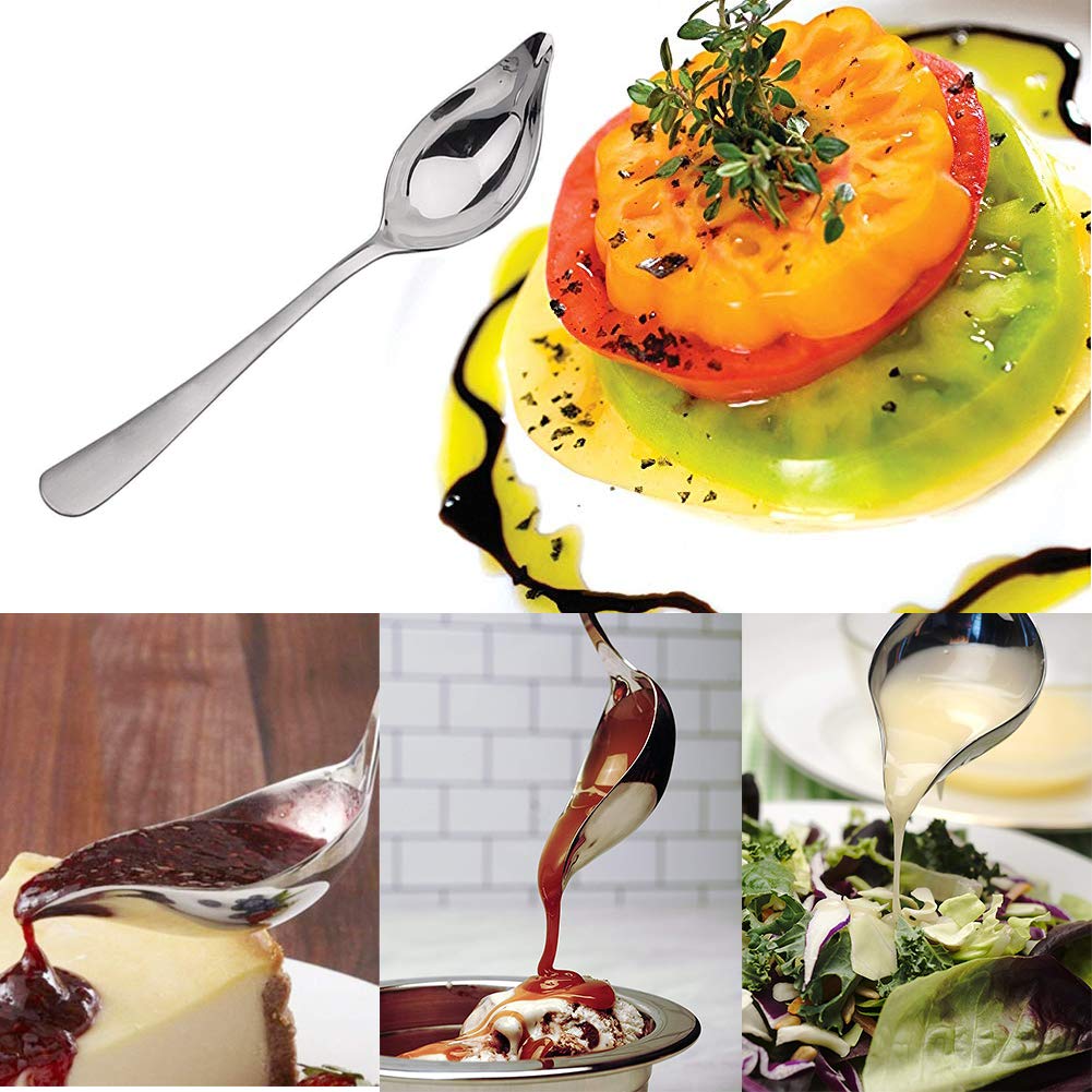 Pinovk plating spoon with solid bowl ideal for sauces and glazes