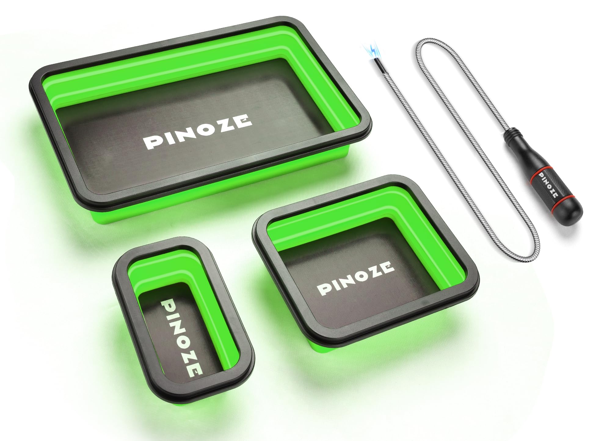 PINOZE collapsible magnetic trays set for organized workshop storage and fast part access.