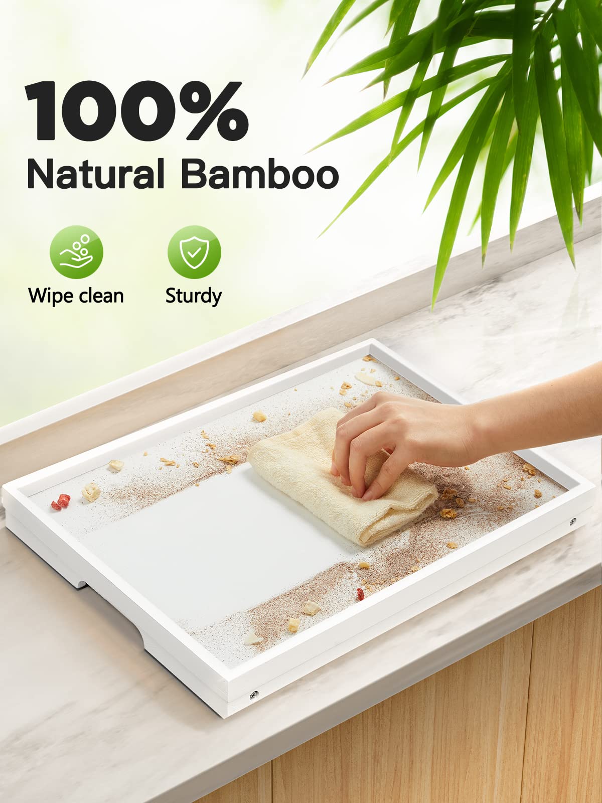 Pipishell Bamboo Bed Tray quick cleaning with warm water