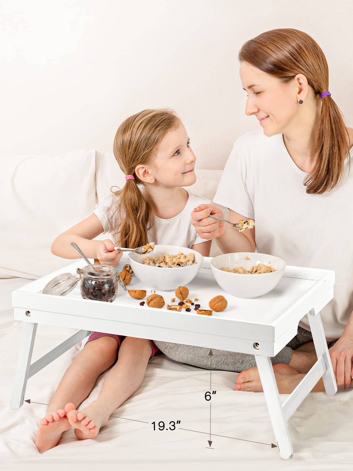 Pipishell Bamboo Bed Tray folding legs for compact storage