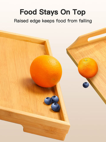 Pipishell bamboo tray lip helps prevent spills.