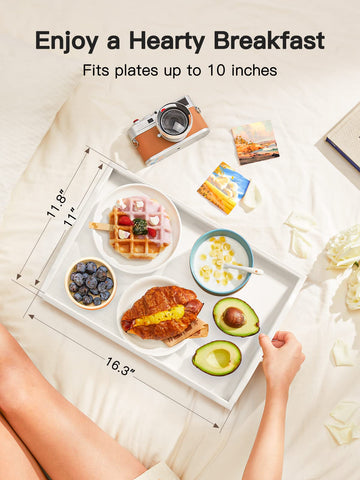 Pipishell Bamboo Bed Tray lip edge prevents spills during meals