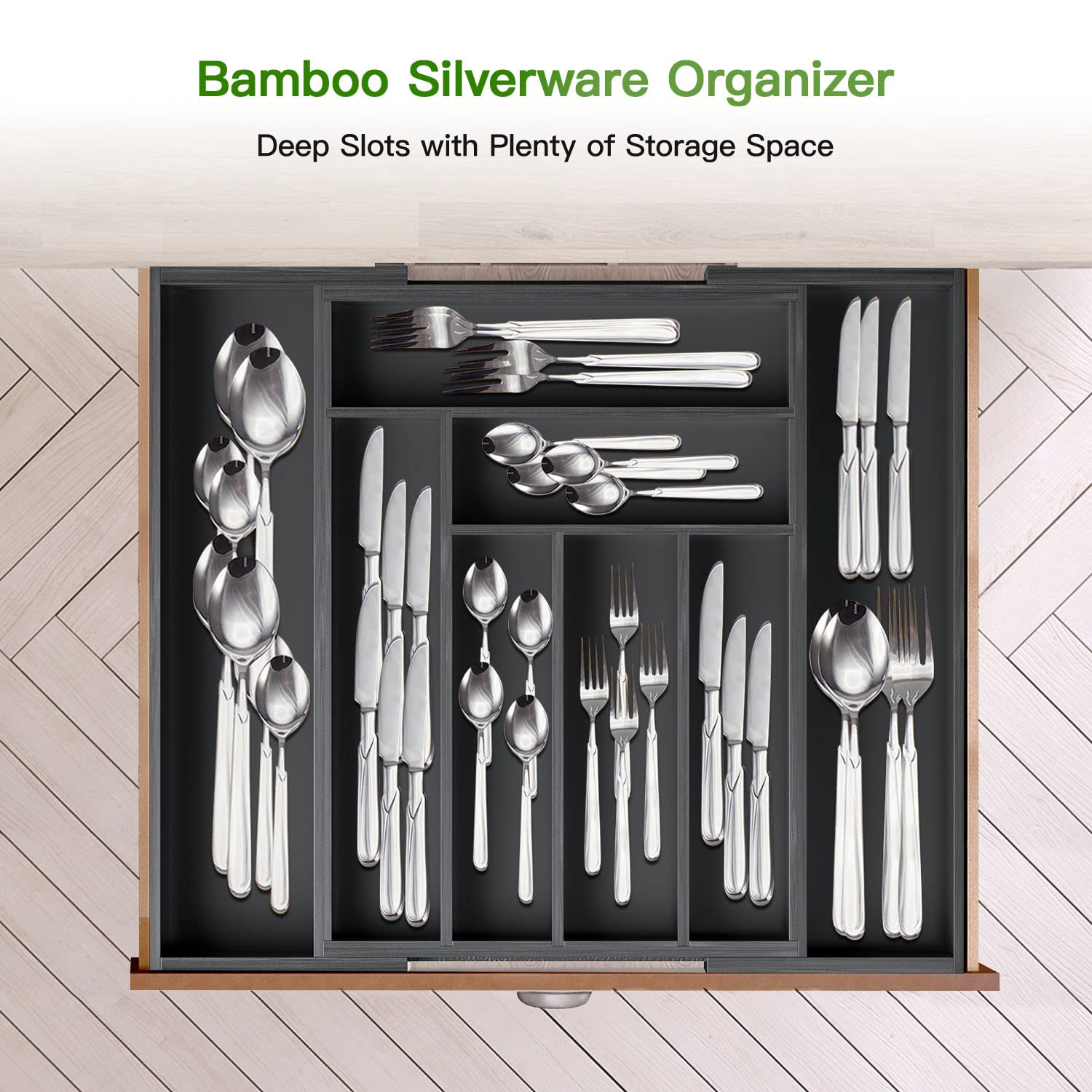 Pipishell bamboo drawer organizer wipe-clean finish for easy maintenance