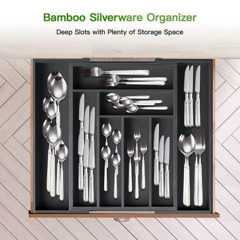 Pipishell bamboo drawer organizer wipe-clean finish for easy maintenance