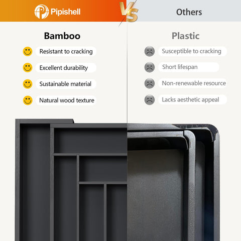 Pipishell bamboo organizer interior view showing clean, separated slots