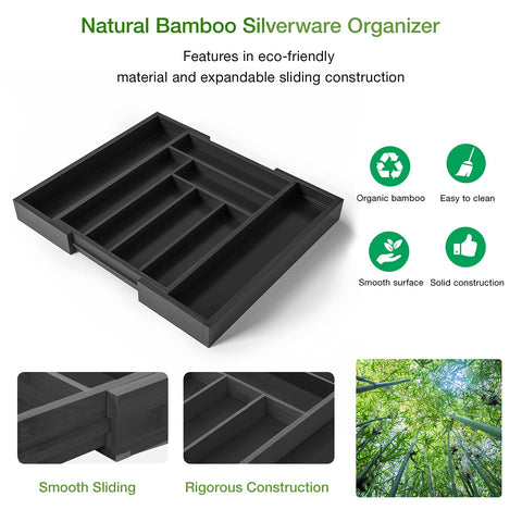 Pipishell bamboo wood grain detail on drawer organizer
