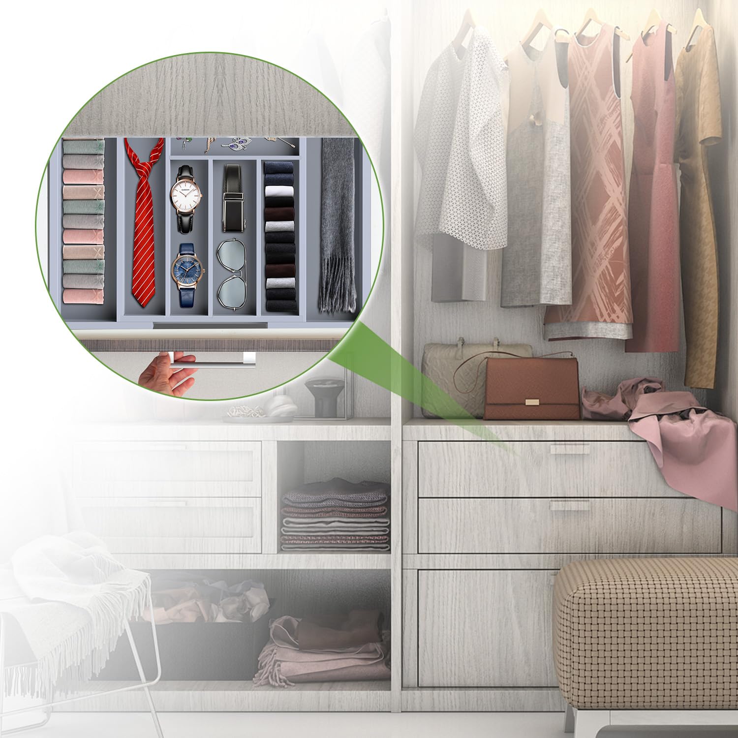 Pipishell compact space-saving solution helps optimize drawer organization.
