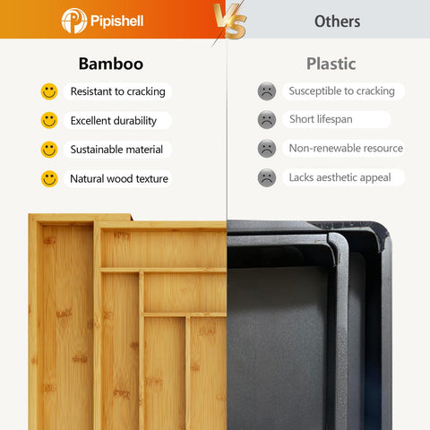 Pipishell easy-clean bamboo surface stays tidy with a quick wipe.