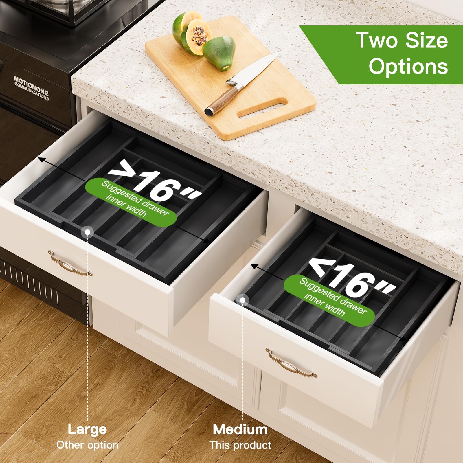 Pipishell multipurpose drawer organizer for utensils, jewelry, and stationery