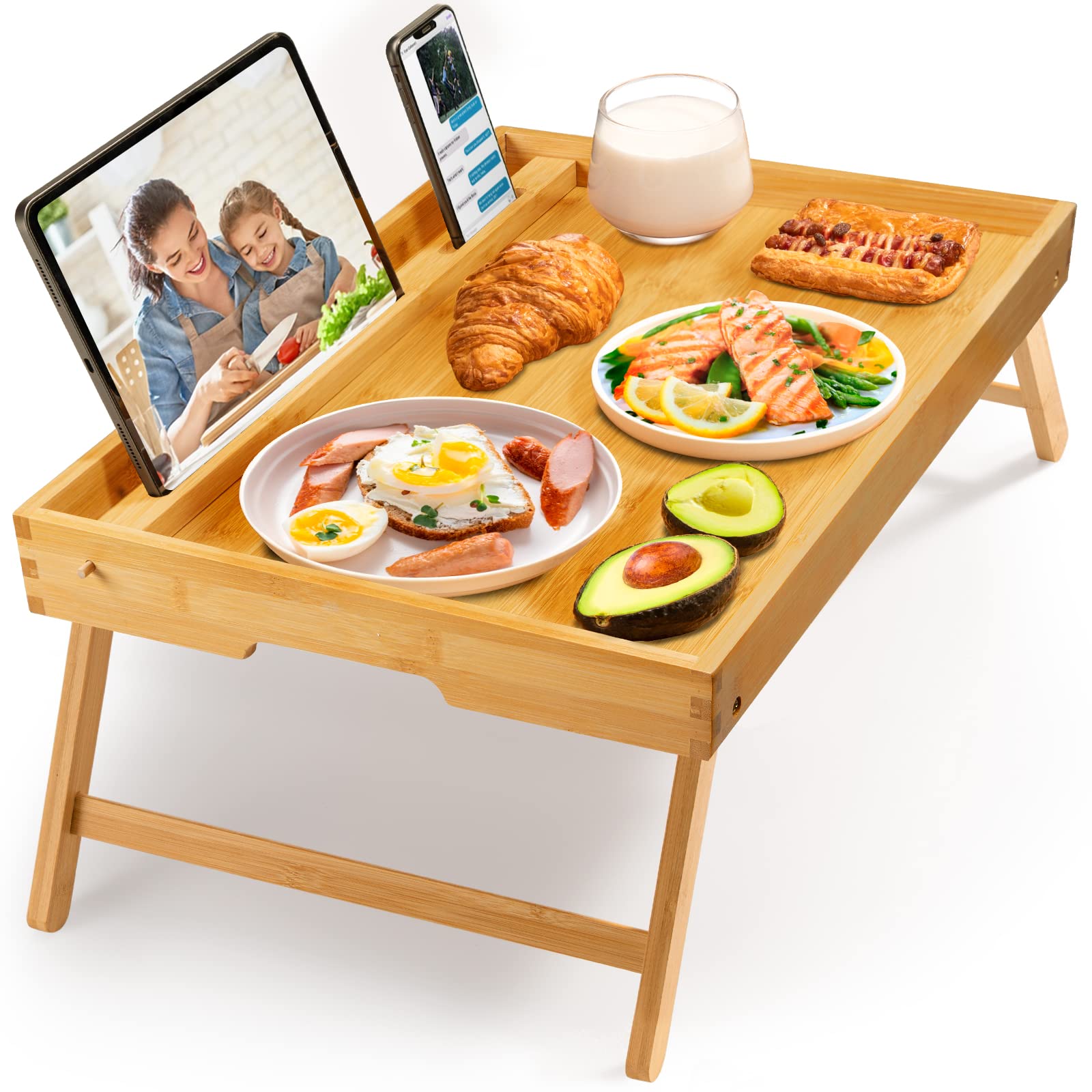 Pipishell natural bamboo finish tray highlighting eco friendly, durable construction.
