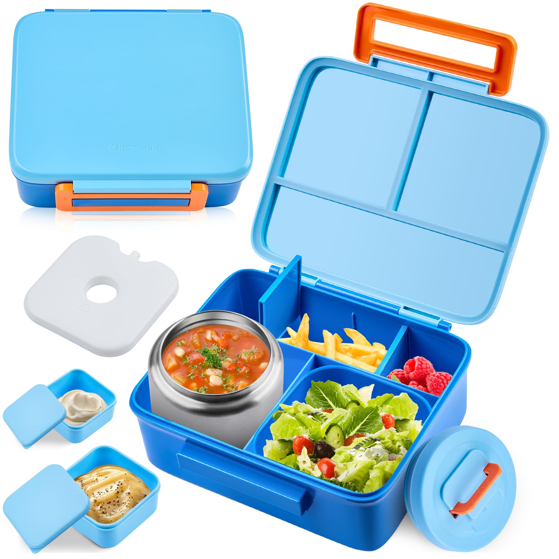 PiqueBar Bento Lunch Box in blue with leak-proof design for mess-free school meals.
