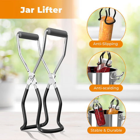 Pisol jar lifter safely lifts hot jars from boiling water