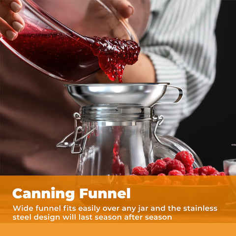 Pisol wide-mouth funnel for easy, mess-free jar filling