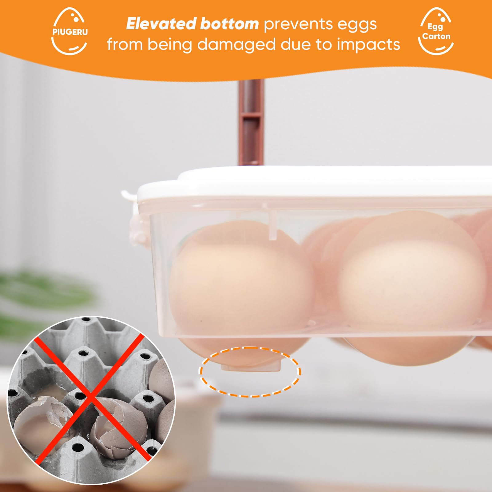 PIUGERU clear egg holder protecting eggs from cracking.