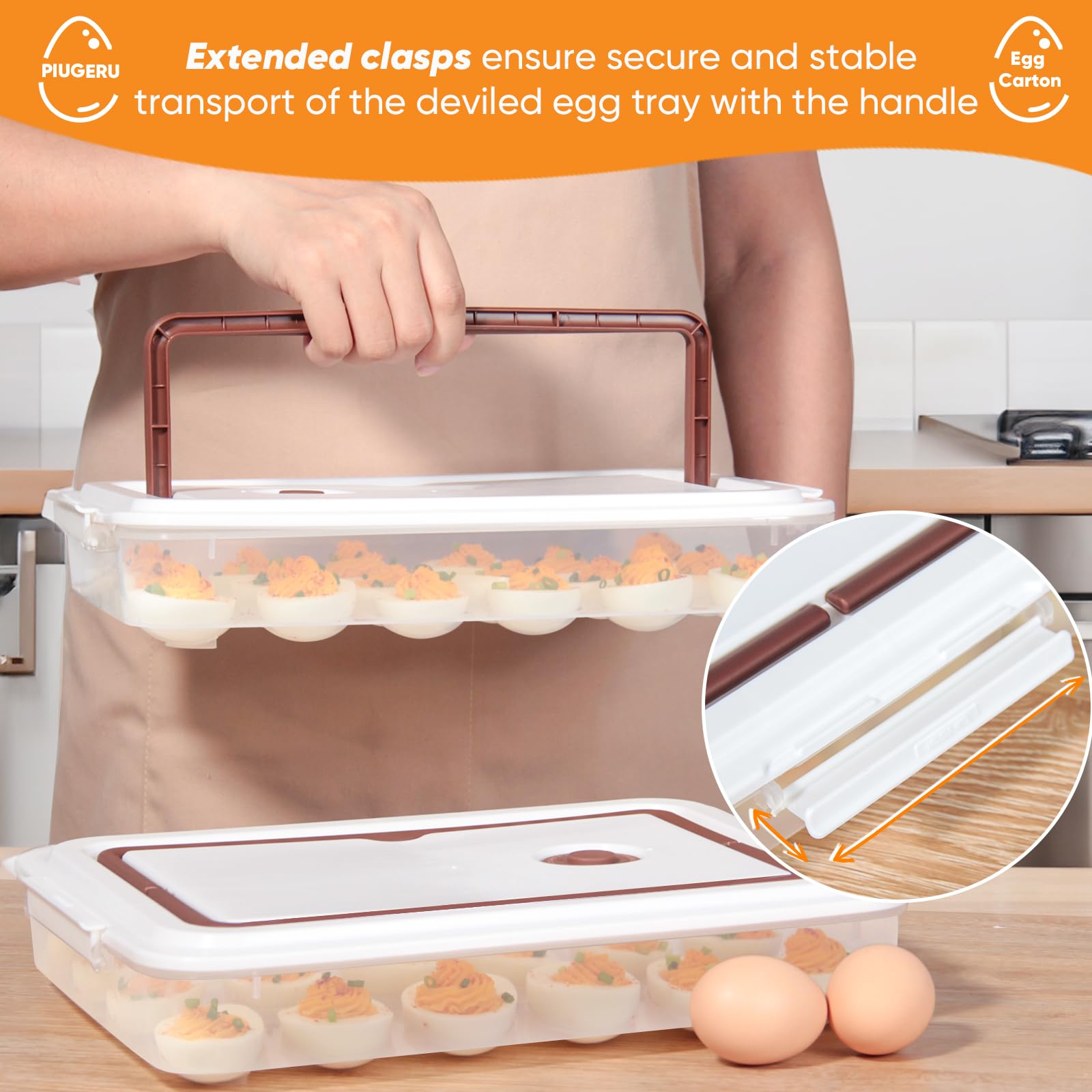 PIUGERU egg tray with handle for easy carrying.