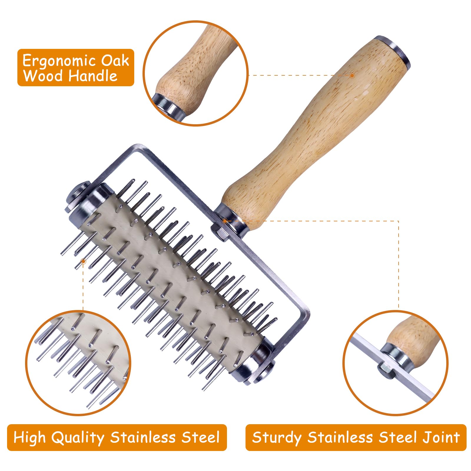 Pizza Docker ergonomic wooden handle for comfortable use during dough prep