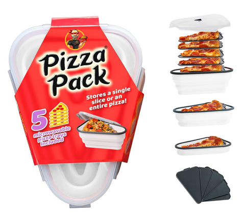 PIZZA PACK collapsible white container saves space when storing leftovers