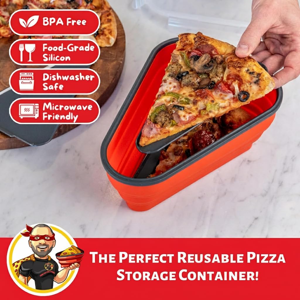 Pizza Pack lid with airtight seal keeps slices fresher longer.
