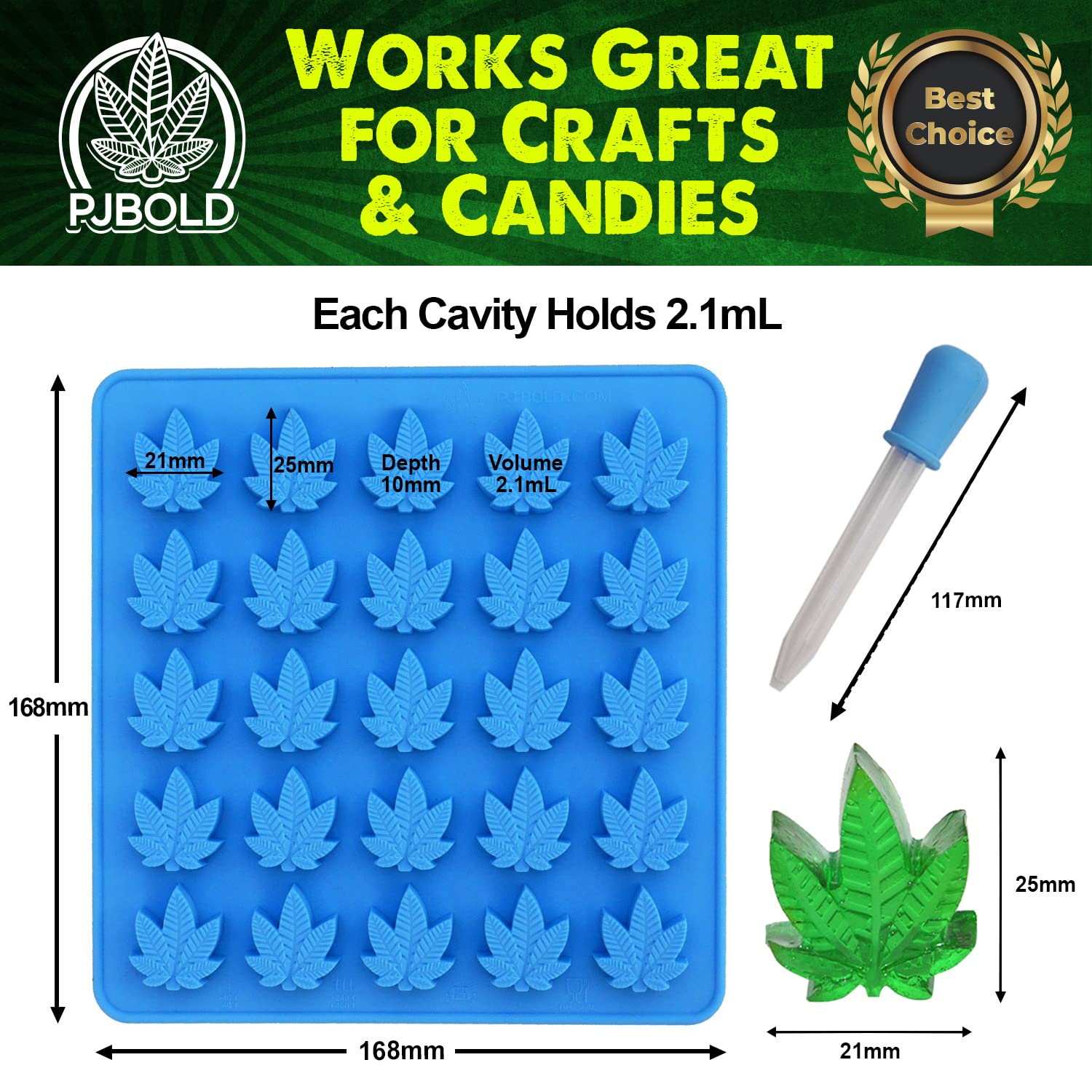 PJ Bold leaf-shaped silicone mold for resin jewelry and charms.