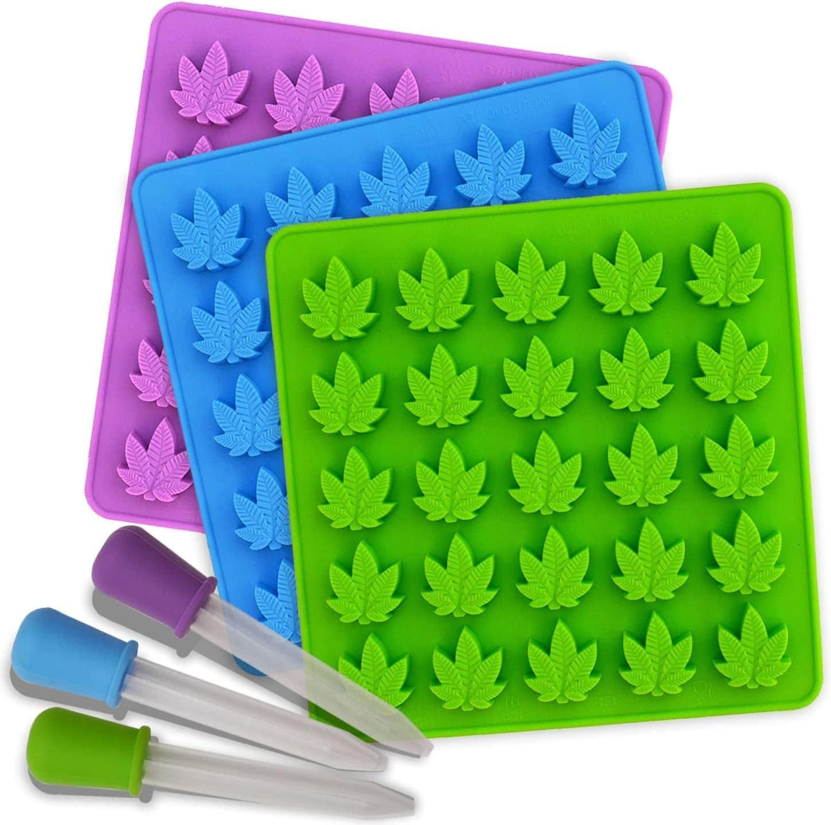 PJ Bold marijuana leaf gummy molds for easy release and creative gummies.