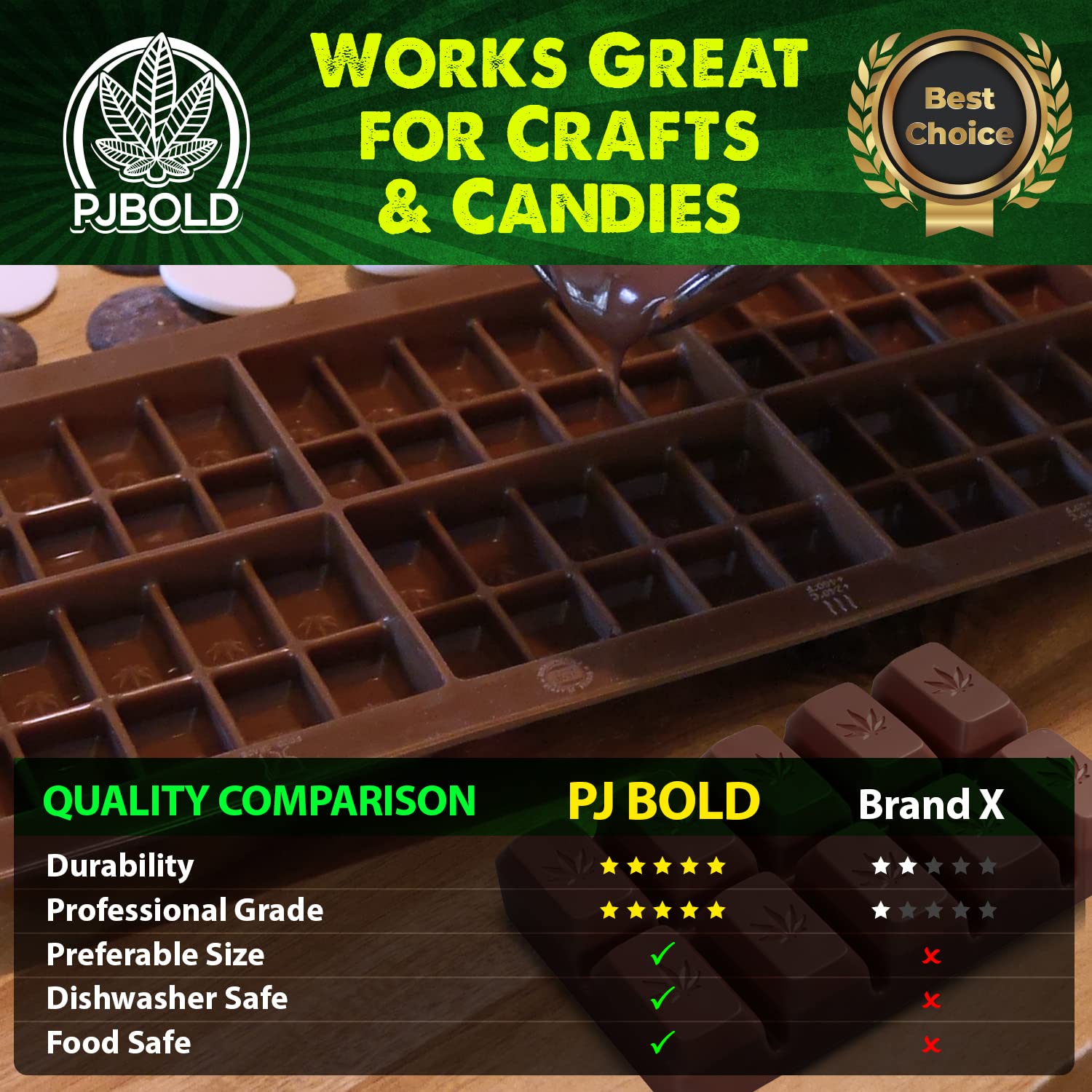 PJ Bold gift-ready small leaf mold for decorative chocolates and party treats.