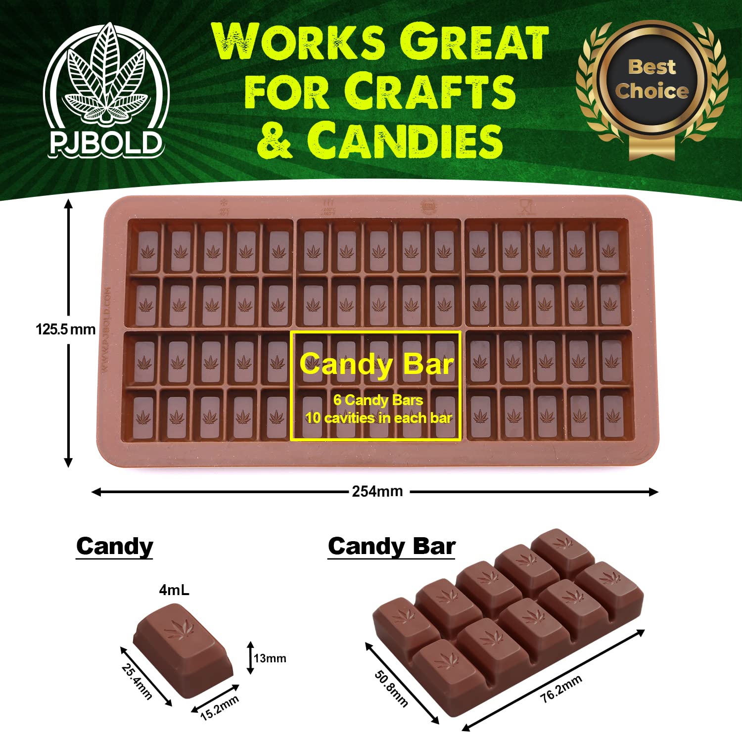 PJ Bold silicone candy mold 2-pack enables precise shapes with non-stick release.